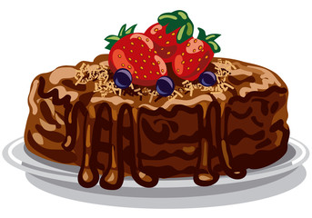 chocolate cake with berries
