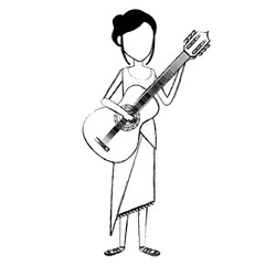 hippie woman playing guitar