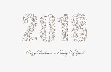 2018 merry christmas and happy new year. Vector card.