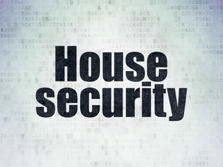 Protection concept: House Security on Digital Data Paper background