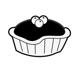pie with cherry pastry icon image vector illustration design  black and white