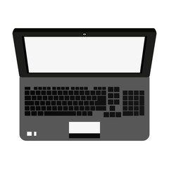 laptop computer with blank screen topview  icon image vector illustration design 