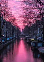 Plexiglas foto achterwand Bloemgracht Amsterdam Zonsondergang Grachten © Eddie
