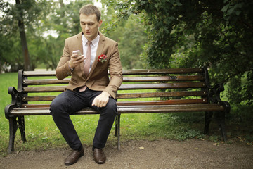 Fototapeta premium Groom at the wedding