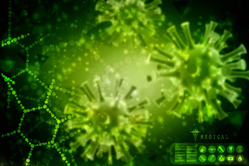 Fototapeta na wymiar 3d rendering Virus bacteria cells background
