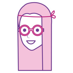 hippie woman head avatar character