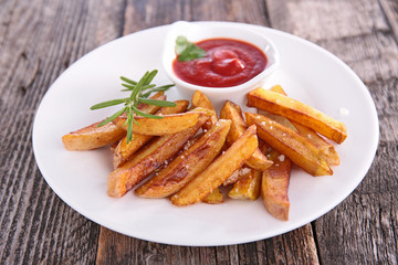 french fries and ketchup