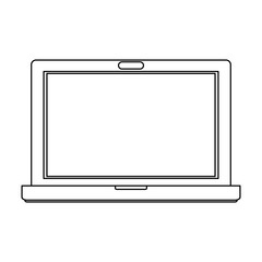 laptop computer with blank screen icon image vector illustration design  black line