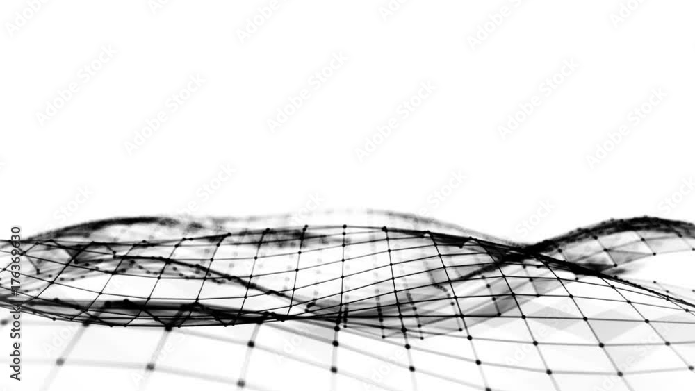 Aufkleber abstract polygonal space low poly black and white background with connecting dots and lines. connect