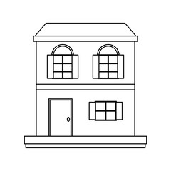 house or home two story icon image vector illustration design  black line