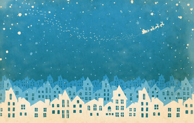 クリスマスの雪景色シルエット