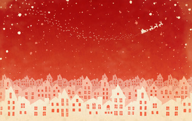 クリスマスの雪景色シルエット