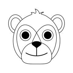 happy monkey face cartoon icon image vector illustration design  black line