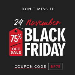 Naklejka na ściany i meble Black Friday Super Sale Promotion with Price Tag Element Inscription Design Template Banner, Badge, Sticker, Cover, Poster, Flyer