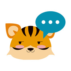 tiger side eye and chat bubble cute animal cartoon icon image vector illustration design 