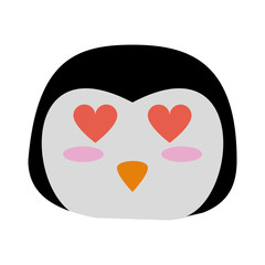 penguin with heart eyes  cute animal cartoon icon image vector illustration design 
