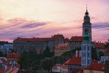 Image of Cesky Krumlov Castle during summer sunset. Czech Republic