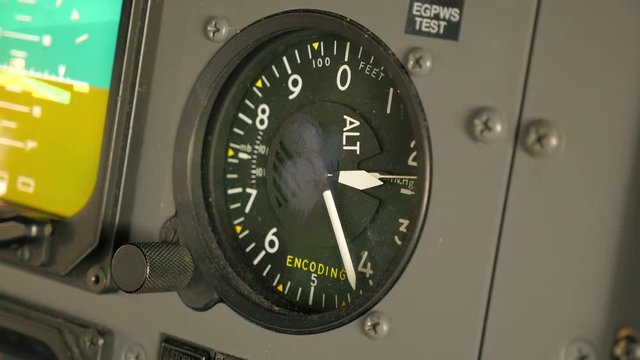 Altimeter Drops on Jet Airplane, Close Up