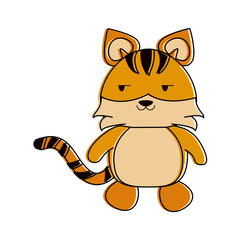 tiger flirty cute animal cartoon icon image vector illustration design 