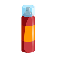 Cartoon style simple gradient hair spray fixation icon. Closed red bottle with transparent. Hair care and styling accessory vector illustration.