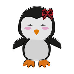 penguin with open wings cute animal cartoon icon image vector illustration design 