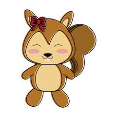 squirrel happy cute animal cartoon icon image vector illustration design 