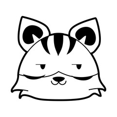 tiger flirty cute animal cartoon icon image vector illustration design  black and white