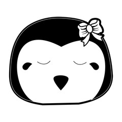 girl penguin crying cute animal cartoon icon image vector illustration design  black and white