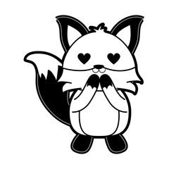 fox  with heart eyes cute animal cartoon icon image vector illustration design  black and white