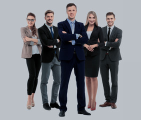 Obraz premium Group of smiling business people. Isolated over white background