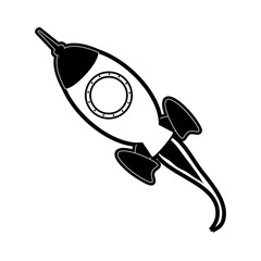 flying rocket icon image vector illustration design  black and white