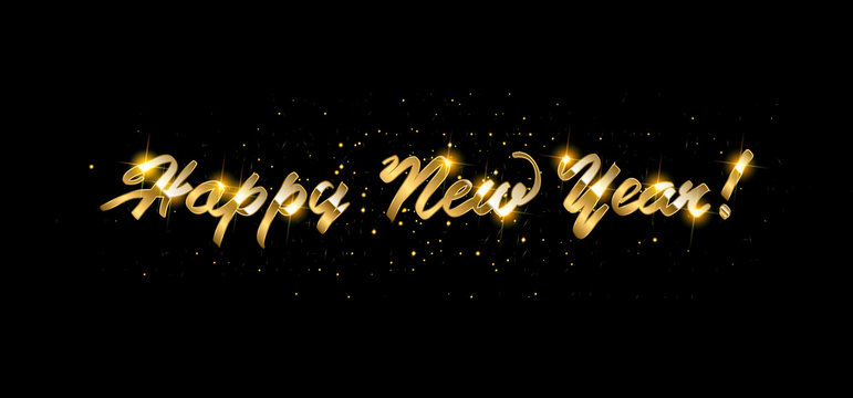 Gold Happy New Year Greeting Text