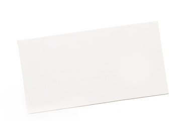 Business card isolated on white background. The view from the top