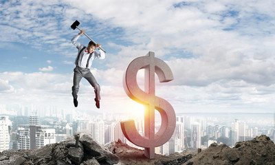 Global business and money concepts. Falling dollar currency.