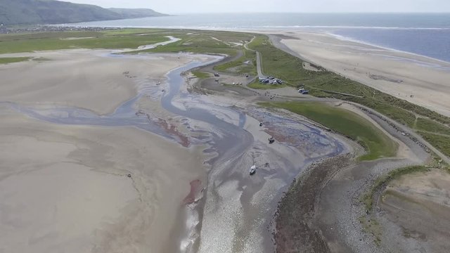 Aerial Shot Flying Towards Fairbourne Beach