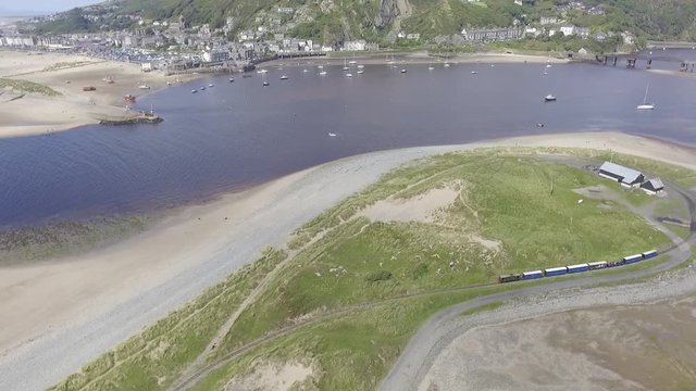 Steady Aerial Shot of the Fairbourne Narrow Gauge Railway