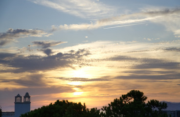 A sunset on the sea. La Herradura, Almunecar, Granada province, Andalusia, Spain.
