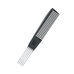 Cartoon trendy metal pin tail comb for multy purposy use icon. Salon and professional fashion accessories vector illustration.