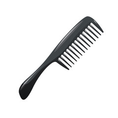 Cartoon trendy plastic black hair comb icon isolated on white background. Professional salon accessories vector illustration. - obrazy, fototapety, plakaty