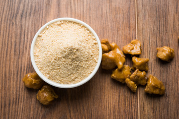 Asafoetida cake and powder or Hing or Heeng which is an important ingredient in Indian food recipes...