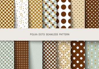 Seamless patterns polka dots set © Nataliya Yakovleva