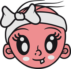mädchen kopf gesicht frau weiblich girl glücklich sitzend klein süß niedlich windel kind baby comic cartoon