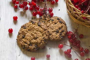 Two delicious cookies with chocolate chips