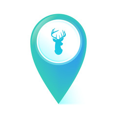 Map Pointer blau - Rentier - Kopf