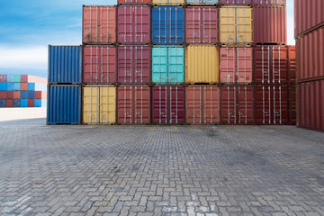 Fototapeta premium Handling stack of container shipping yard.