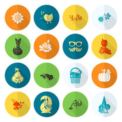 Set of Flat Autumn Icons