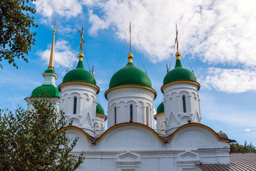 Domes of Church of Life-giving Trinity in Leafs in Moscow, Russia