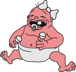 mädchen girl frau weiblich hübsch weinen flennen unglücklich traurig schreien nerven fett dick sitzend klein süß niedlich windel kind baby comic cartoon