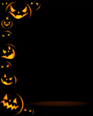 Halloween party background with scary pumpkins