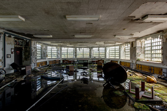 Flooded Room with Reflections - Abandoned Hudson River State Hospital - New York